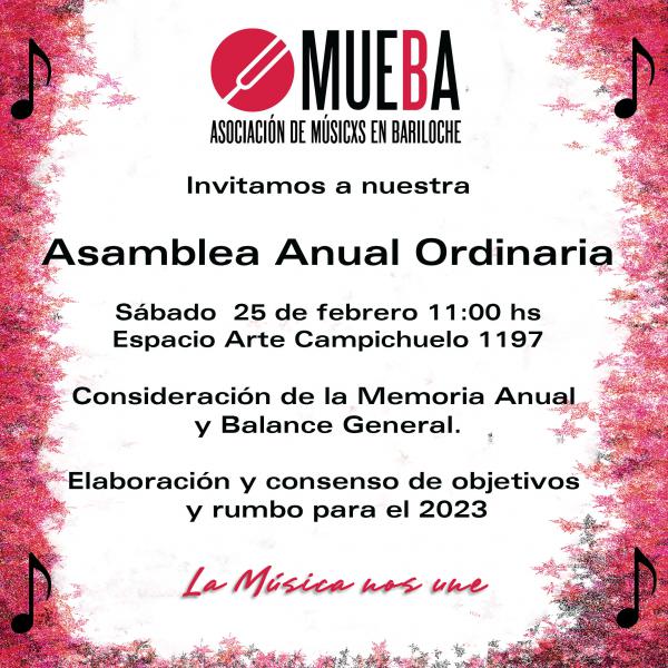 Asamblea Anual Ordinaria - S&aacute;bado 25/2 - 11:00 hs - Espacio Arte