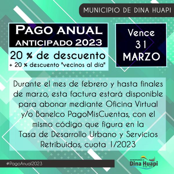  PAGO ANUAL ANTICIPADO, DINA HUAPI 2023