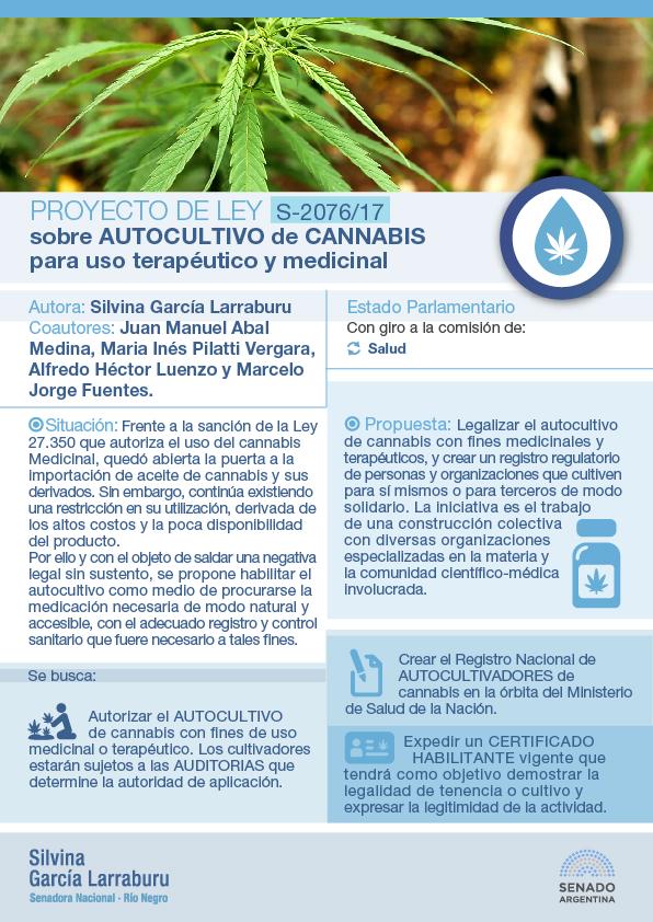 Garc&iacute;a Larraburu pidi&oacute; informes sobre la reglamentaci&oacute;n de Cannabis Medicinal