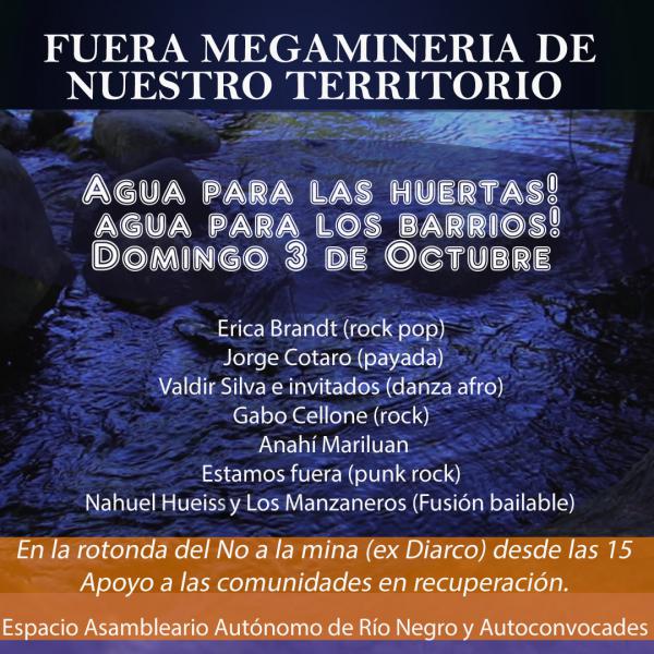 Convocatoria por el No a la megaminer&iacute;a en R&iacute;o Negro. Agua para las huertas, agua para los barrios