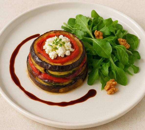 Timbal Patag&oacute;nico de Vegetales Asados con Queso de Cabra