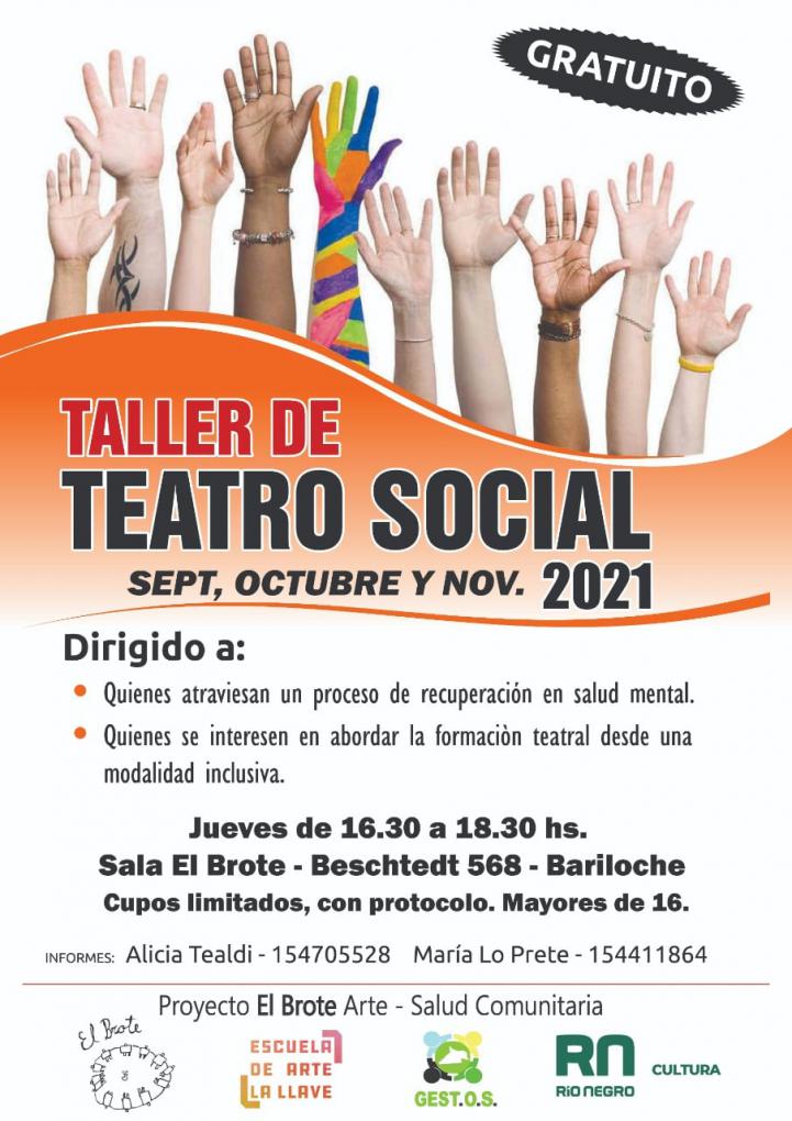 Convocatoria abierta a inscribirse al TALLER DE TEATRO SOCIAL - GRATUITO-