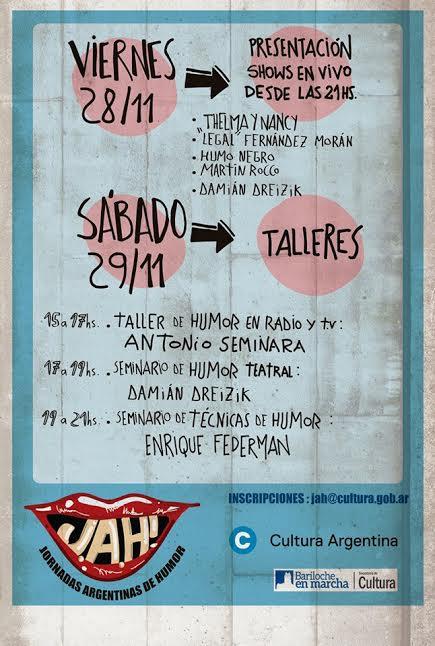 Se vienen las primeras Jornadas Argentinas de Humor (JAH) en Bariloche
