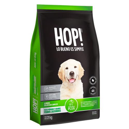 Alimento Balanceado Hop! Perro Cachorro Razas Medianas y Grandes X 21 KG 