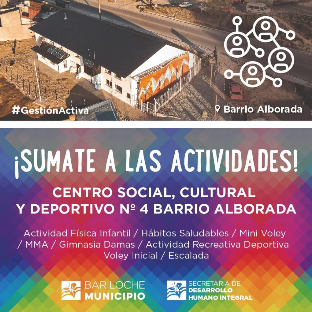 Sumate a las propuestas del Centro Social, Cultural y Deportivo N&ordm; 4 del barrio Alborada