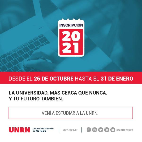 Inscripciones UNRN 2021 - Hasta el 31 de enero