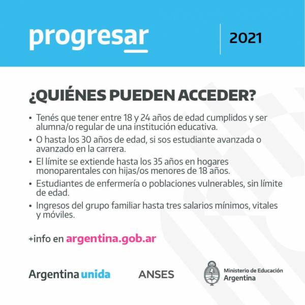 Se abren las inscripciones a las Becas PROGRESAR 2021